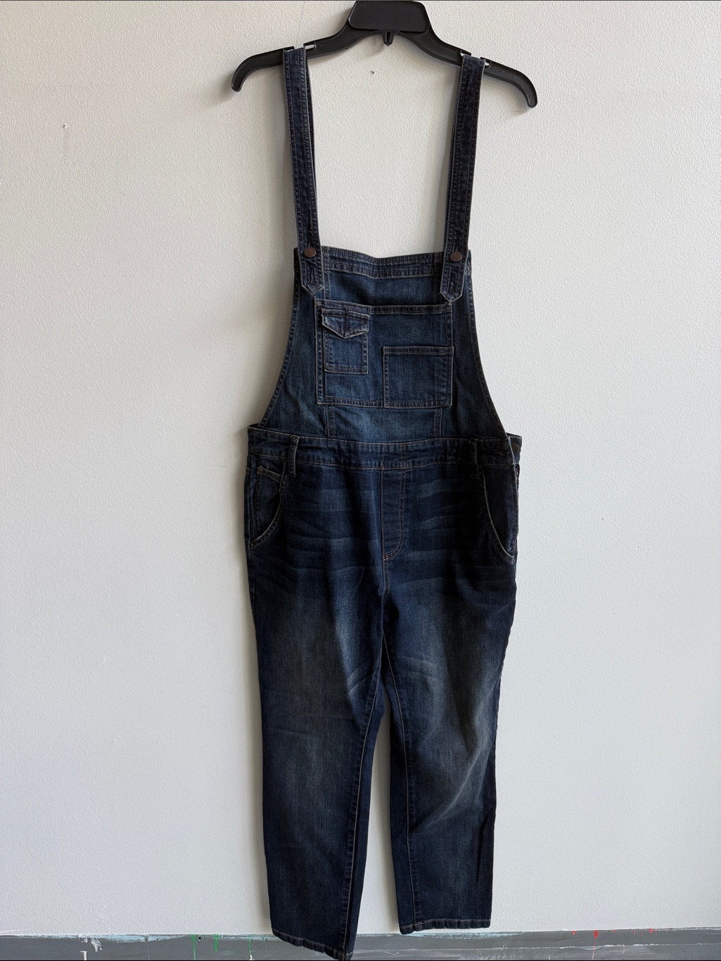 Free People Dark Wash Denim Overalls